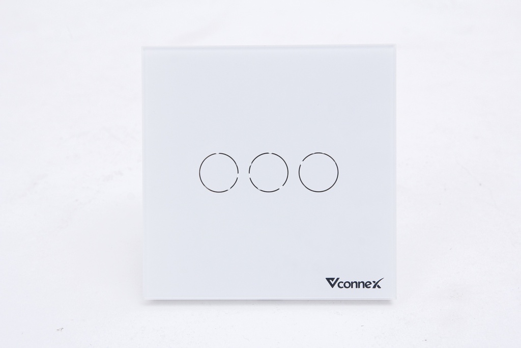 Công tắc thông minh trắng 3 kênh vuông không viền VCN-WS03-EU