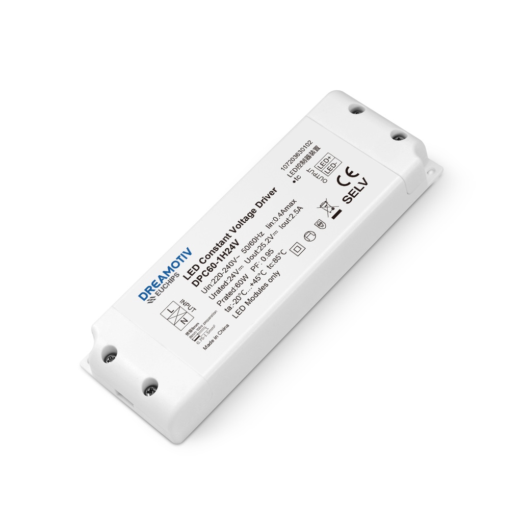 60W 24VDC Non-Dimmable CV LED Driver DPC60-1H24V