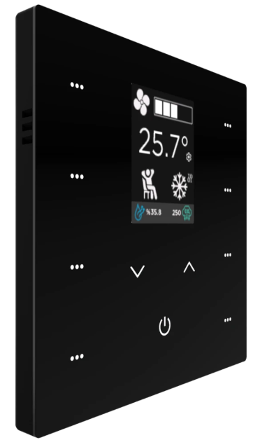 iX2 2'' KNX Touch Panel 2-4-8 Button, Black w/ LCD+AQI