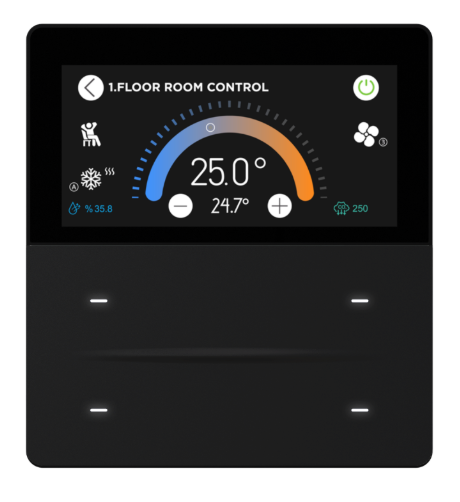 İXM 3’’ KNX Touch Panel 4 Button Aluminium Black w/ LCD