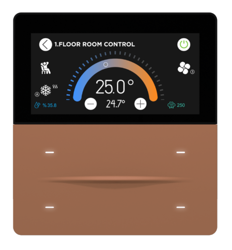 İXM 3’’ KNX Touch Panel 4 Button Aluminium Bronze w/ LCD