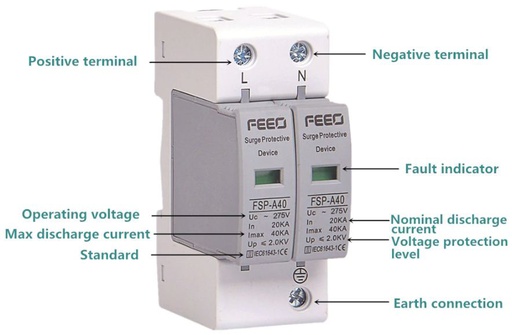 Chống sét AC 2P, 275VAC, 20-40KA FSP-A40 FEEO